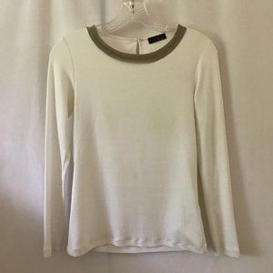 Peserico White Ribbed Knit Long Sleeve Top